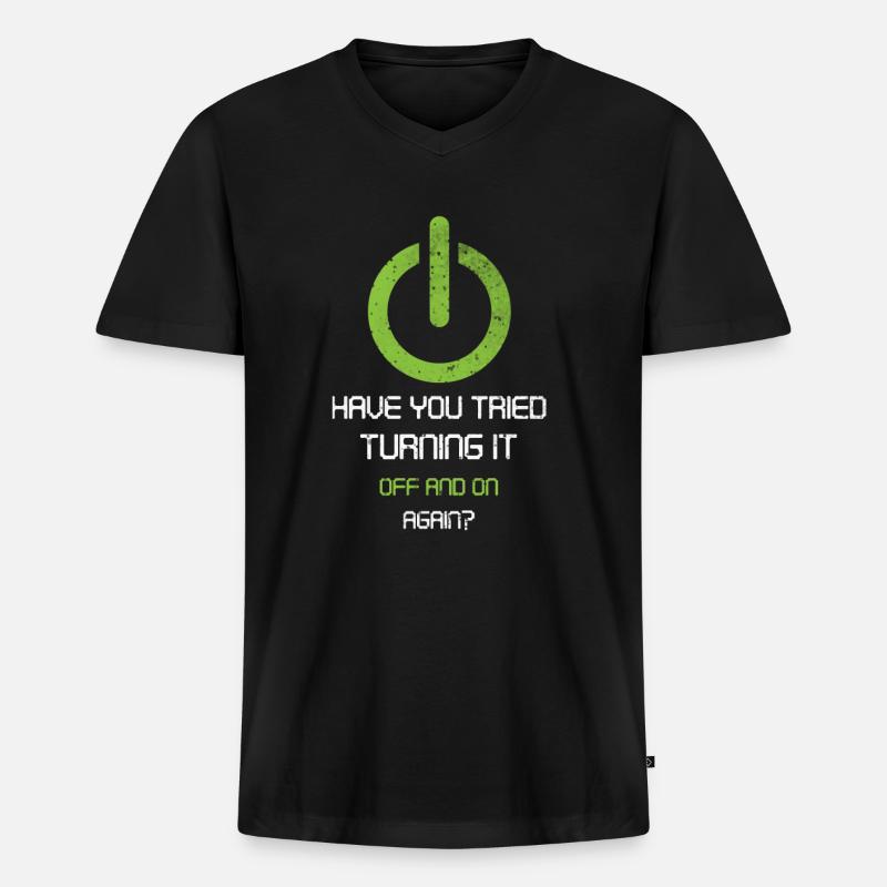 tech, tech desk, developer, - Men's Premium Organic T-shirt with V-neck - black