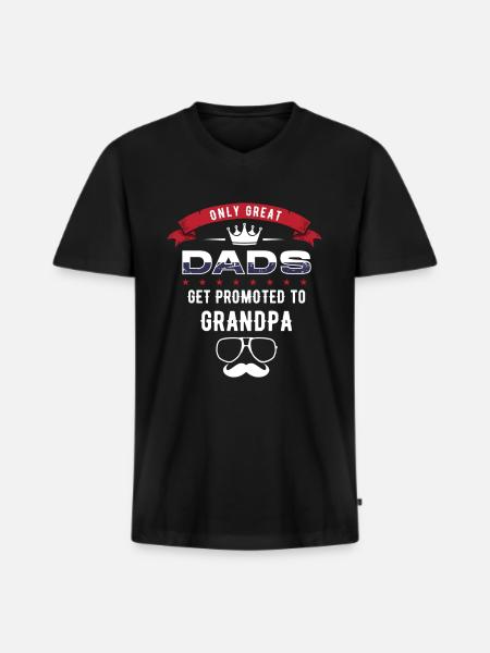 Fathers day, Fathers day grandfather, greatest - Premium økologisk T-shirt med V-hals til mænd - sort