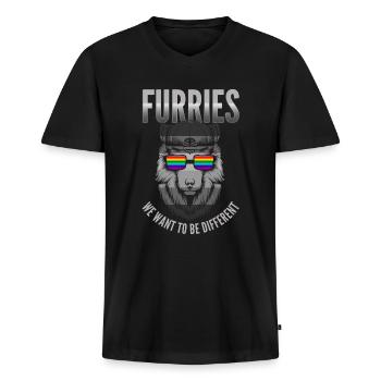 Furry, Furry Kongresse, Wolf, - Männer Premium Bio T-Shirt mit V-Ausschnitt - Schwarz - Vorne - Nico (187cm)