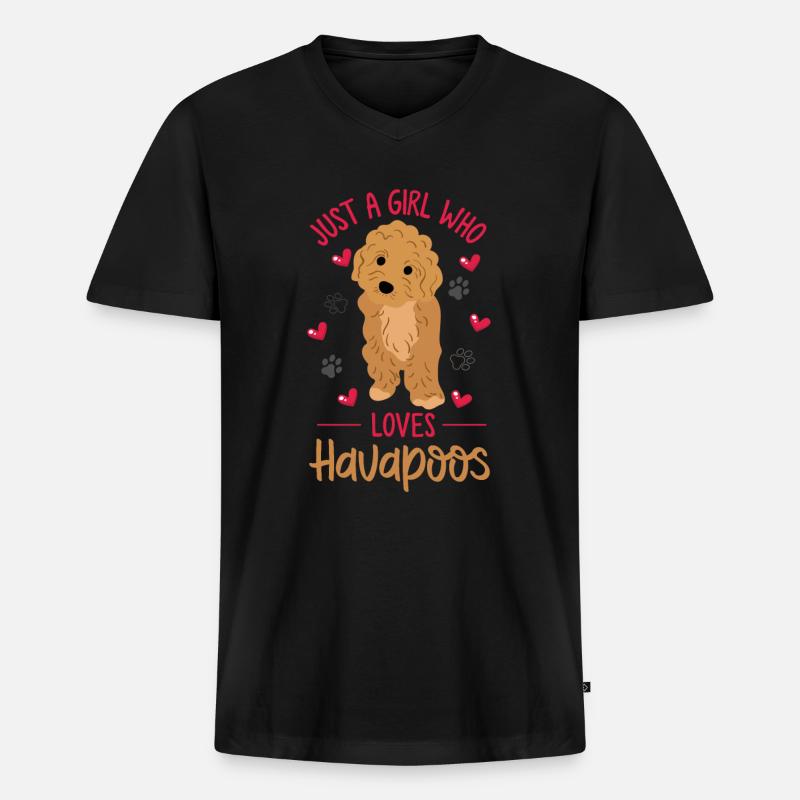 havapoo, havapoo havapoo mother, Havanese, - Men's Premium Organic T-shirt with V-neck - black