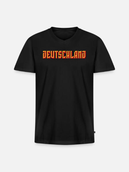 Deutschland Lettering (Relief / 3D / 2C) - Men's Premium Organic T-shirt with V-neck - black