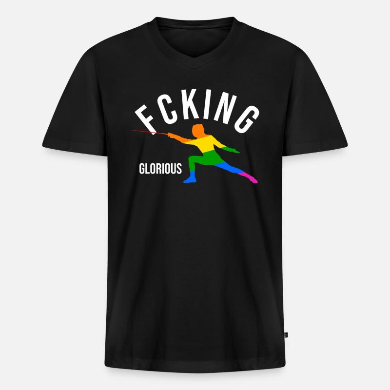 Fcking Glorious Fechter - Männer Premium Bio T-Shirt mit V-Ausschnitt - Schwarz