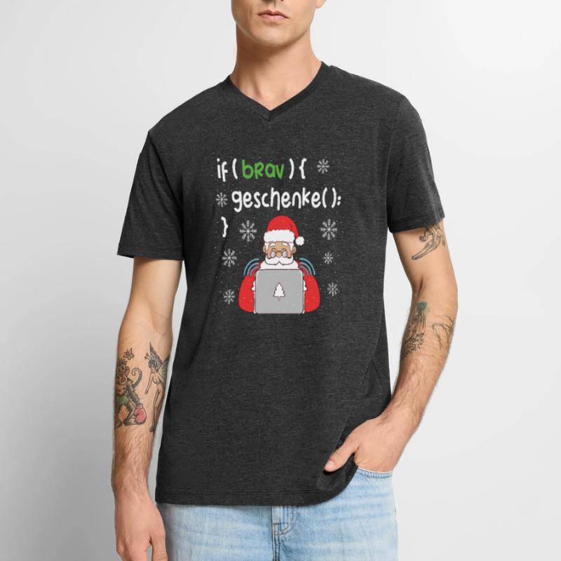 Lustiges Programmierer Weihnachten Coding Geschenk Männer Premium Bio T-Shirt mit V-Ausschnitt