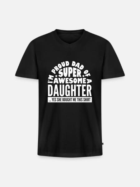 Super pappa dotter pappa - Ekologisk premium-T-shirt med V-ringning herr - svart
