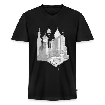Bornheim T-shirt - T-shirt encolure en V Premium bio Homme - noir - Devant - Nico (187cm)