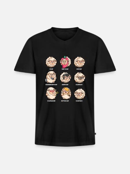 Word game sheep unschaf flock of sheep funny sheep - Men's Premium Organic T-shirt with V-neck - black