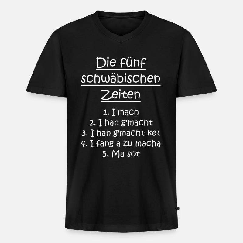 Die fünf schwäbischen Zeiten - Männer Premium Bio T-Shirt mit V-Ausschnitt - Schwarz