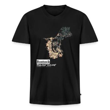 Rostock Basic Pastels - Männer Premium Bio T-Shirt mit V-Ausschnitt - Schwarz - Vorne - Nico (187cm)