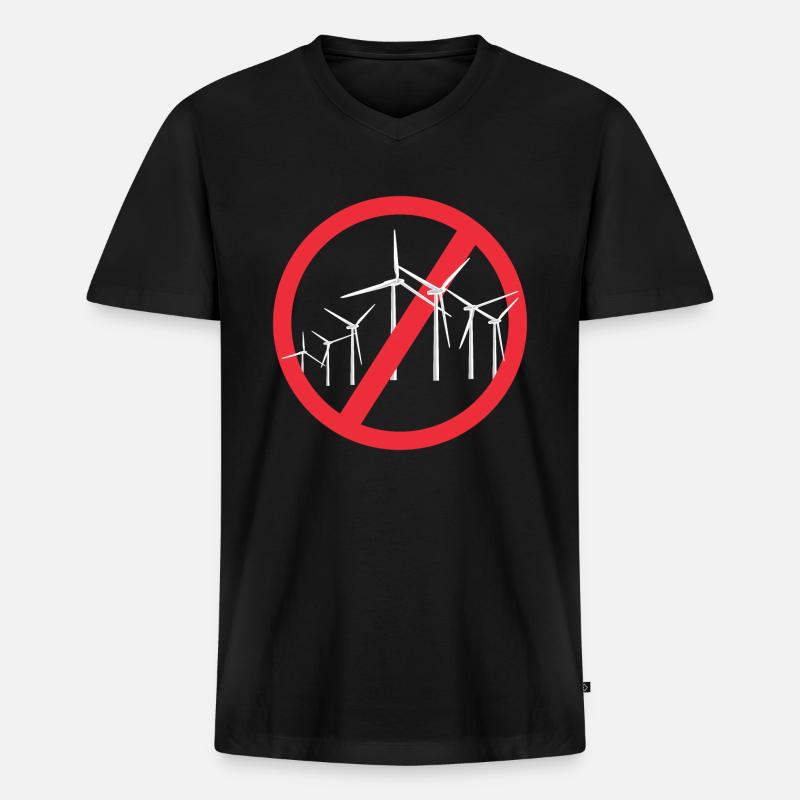 Stopp Windräder - Männer Premium Bio T-Shirt mit V-Ausschnitt - Schwarz