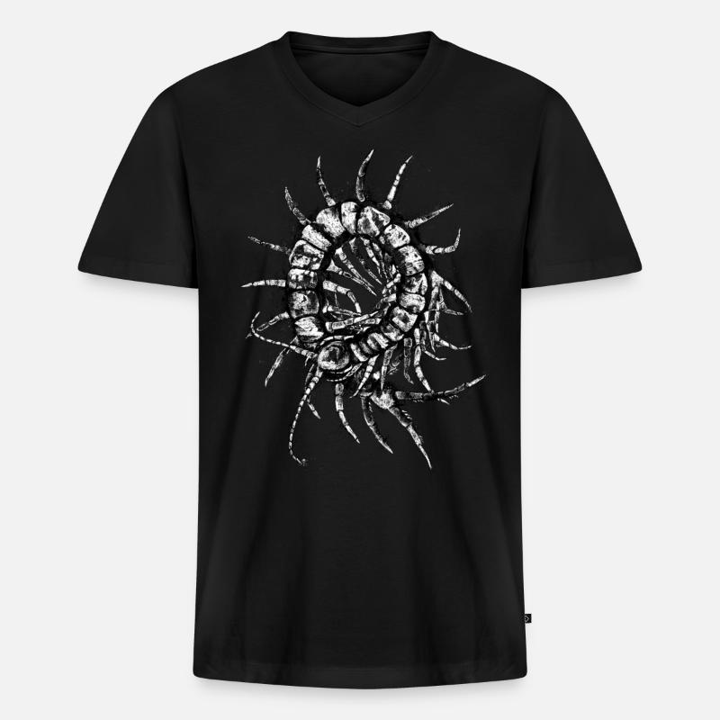 Centipede - Männer Premium Bio T-Shirt mit V-Ausschnitt - Schwarz