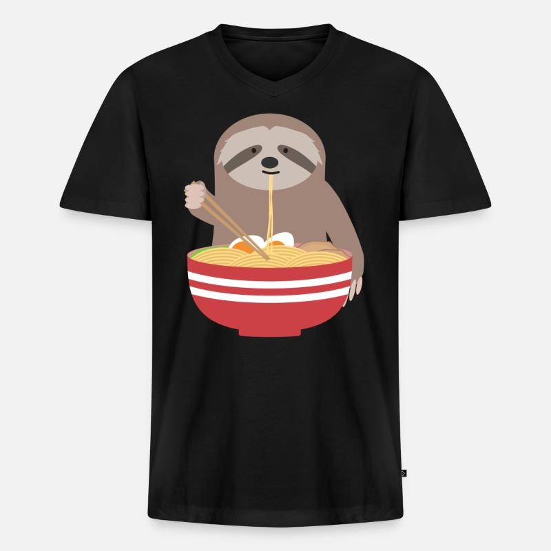 Ramen - Männer Premium Bio T-Shirt mit V-Ausschnitt - Schwarz