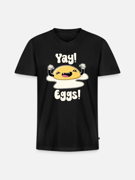 Juhu-Eier - Männer Premium Bio T-Shirt mit V-Ausschnitt - Schwarz