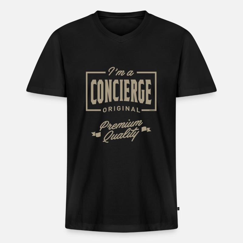 Ich bin ein Concierge - Männer Premium Bio T-Shirt mit V-Ausschnitt - Schwarz