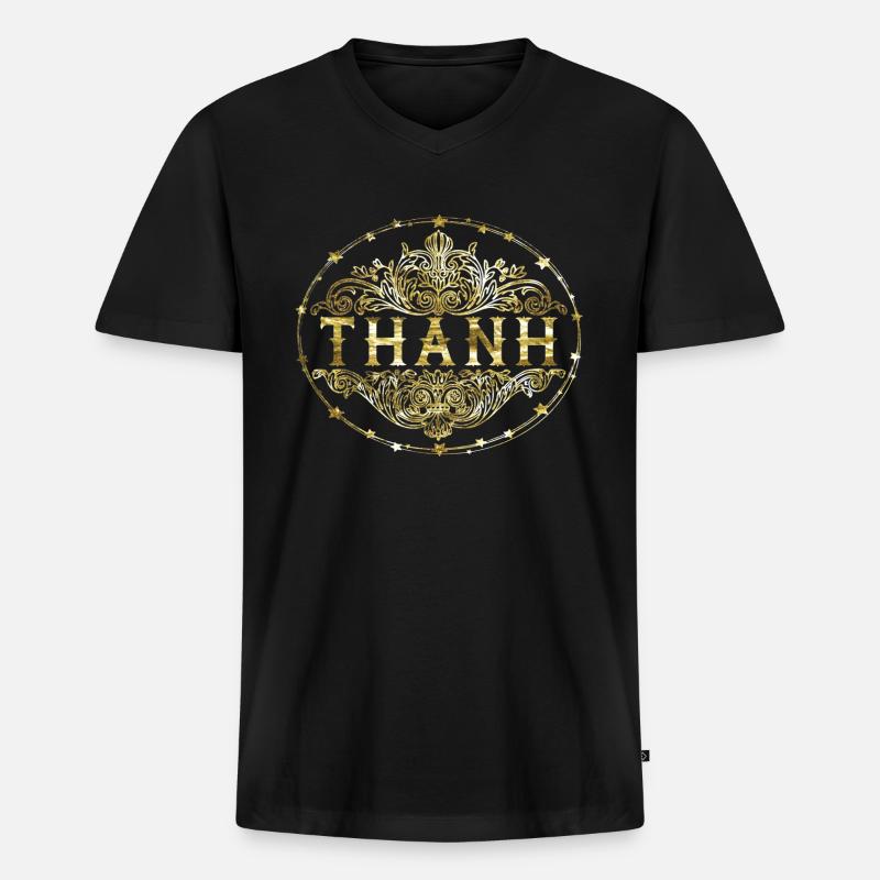 Thanh - Männer Premium Bio T-Shirt mit V-Ausschnitt - Schwarz