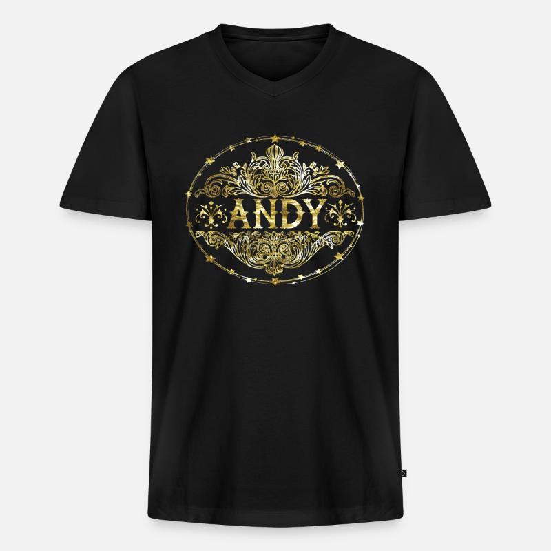 Andy - Männer Premium Bio T-Shirt mit V-Ausschnitt - Schwarz