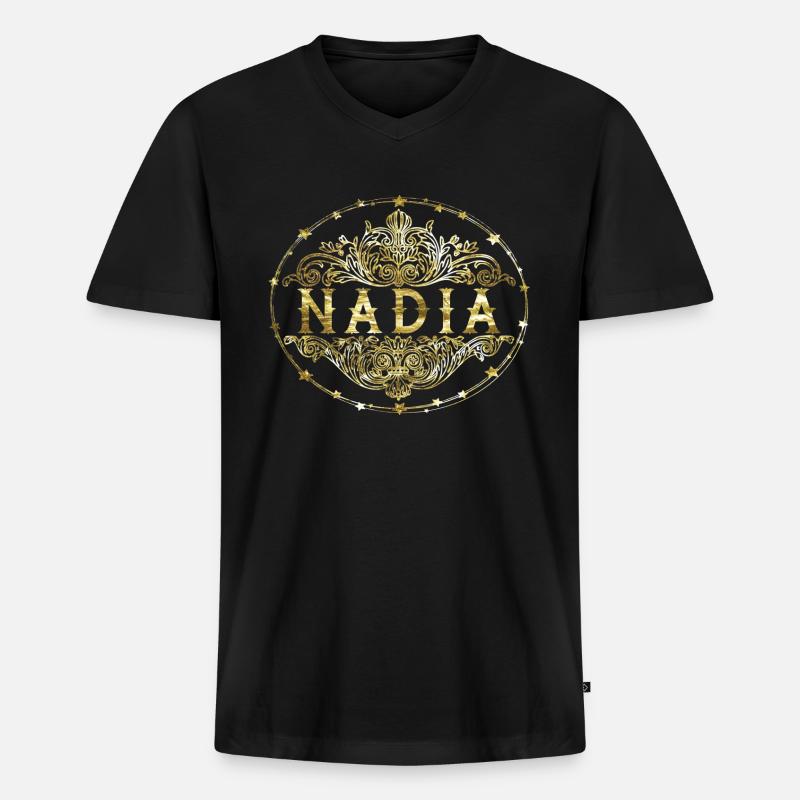 Nadia - Männer Premium Bio T-Shirt mit V-Ausschnitt - Schwarz