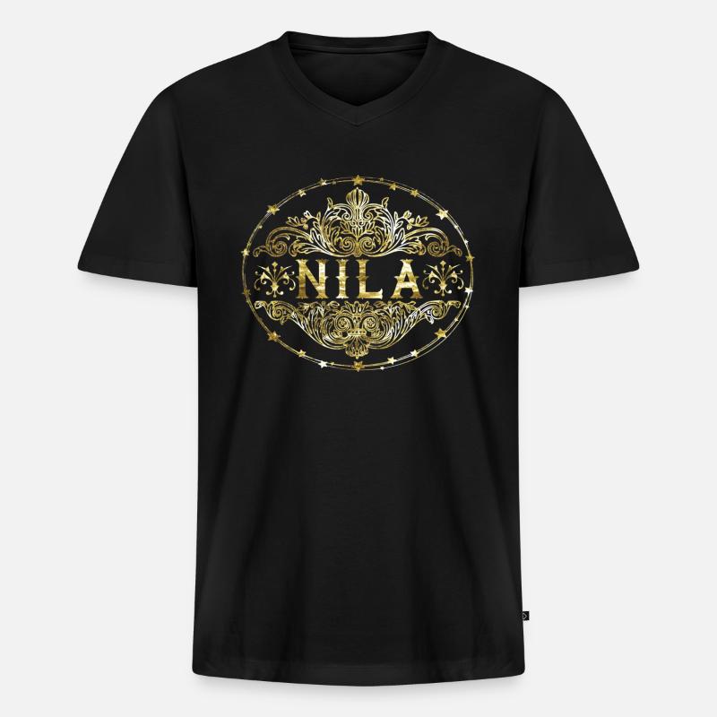 Nila - Männer Premium Bio T-Shirt mit V-Ausschnitt - Schwarz