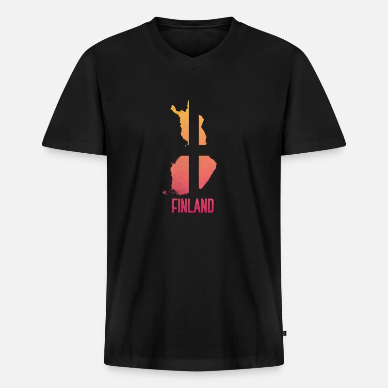 Finnland - Männer Premium Bio T-Shirt mit V-Ausschnitt - Schwarz