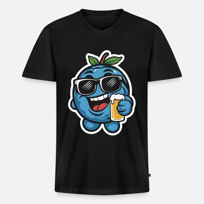 Blaubeer Bier - Männer Premium Bio T-Shirt mit V-Ausschnitt - Schwarz