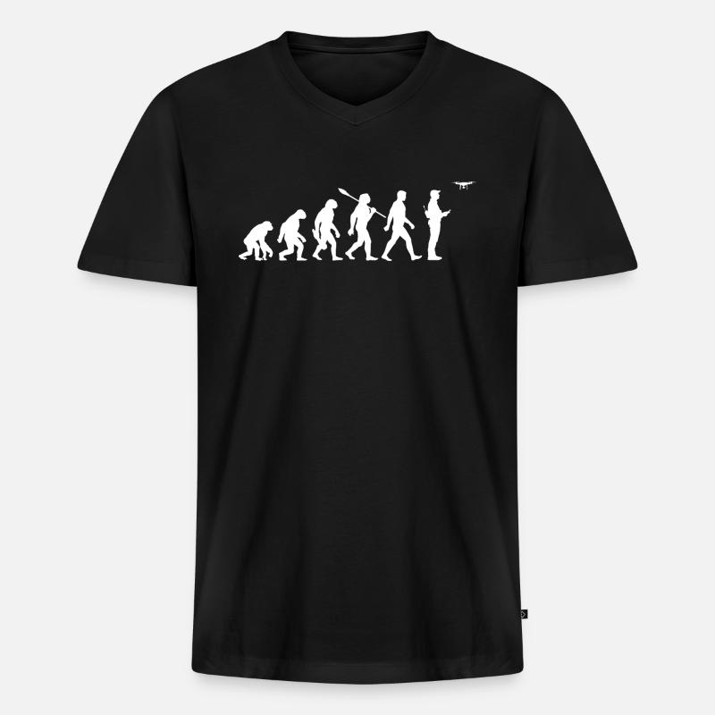 Evolution - Drohne - Drohnenpilot - Männer Premium Bio T-Shirt mit V-Ausschnitt - Schwarz