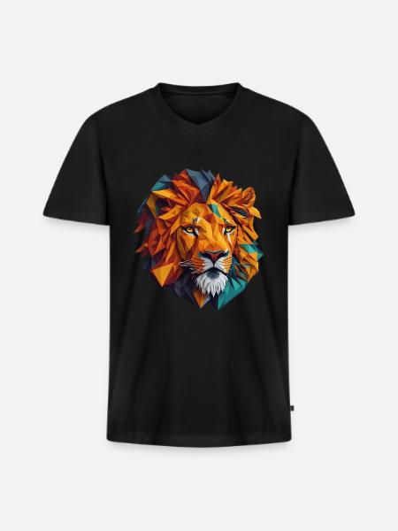 Lion's head - Men's Premium Organic T-shirt with V-neck - black