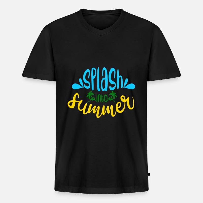 Planschen Sie in den Sommer - Männer Premium Bio T-Shirt mit V-Ausschnitt - Schwarz