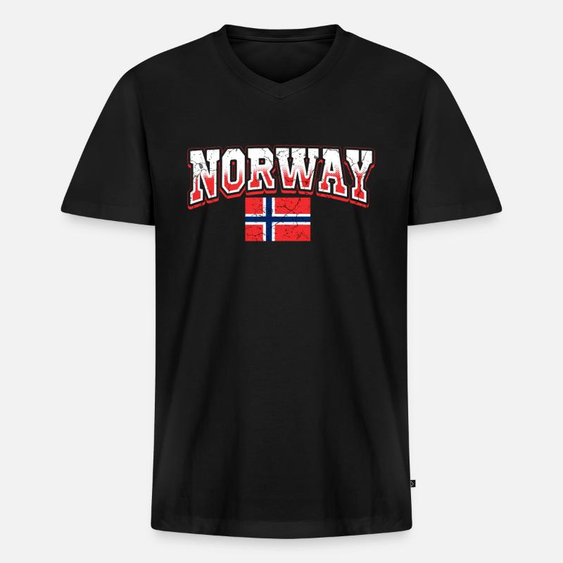 Norwegen - Männer Premium Bio T-Shirt mit V-Ausschnitt - Schwarz