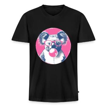 Koala mit Sonnenbrille Bubblegum für einen - Männer Premium Bio T-Shirt mit V-Ausschnitt - Schwarz - Vorne - Nico (187cm)