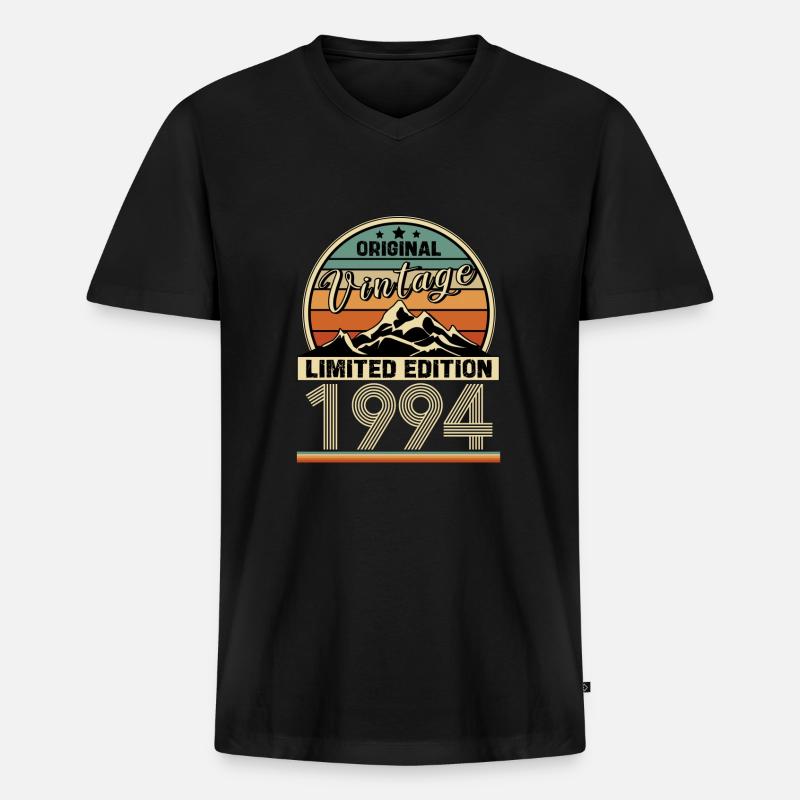 1994 - Männer Premium Bio T-Shirt mit V-Ausschnitt - Schwarz