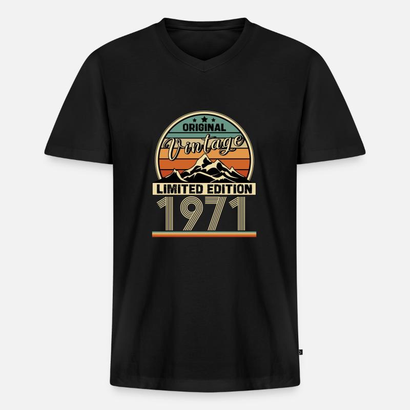 1971 - Männer Premium Bio T-Shirt mit V-Ausschnitt - Schwarz