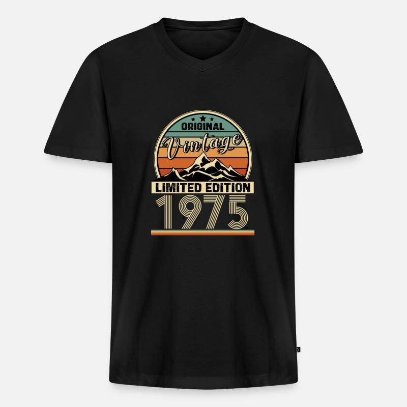 1975 - Männer Premium Bio T-Shirt mit V-Ausschnitt - Schwarz