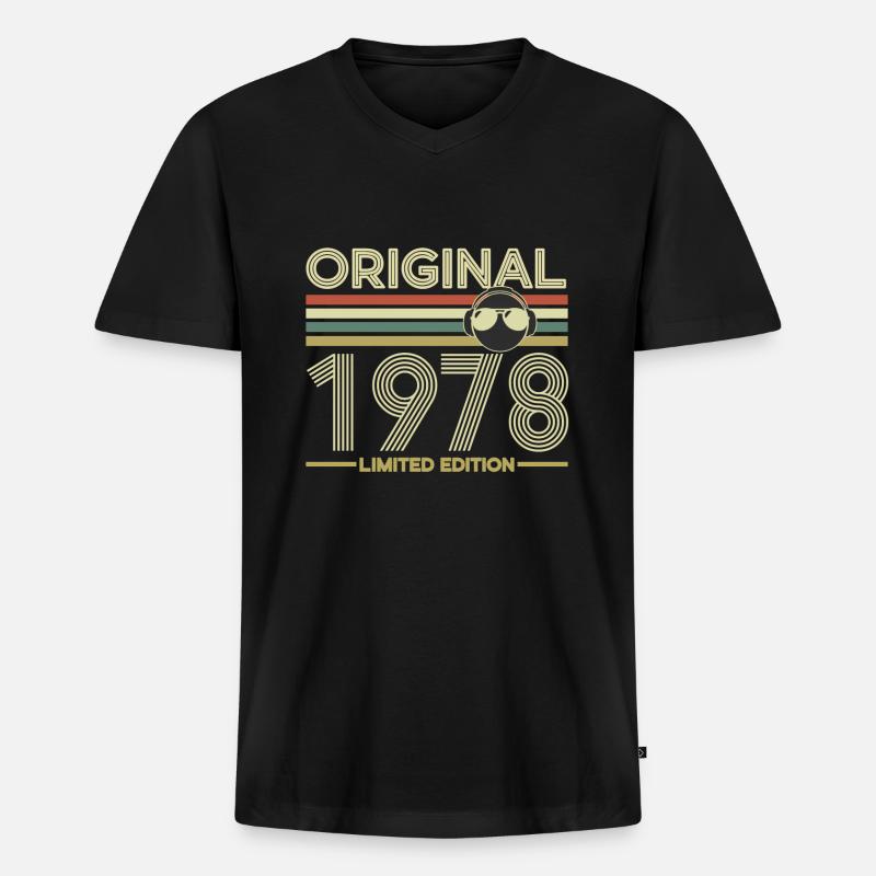 1978 - Männer Premium Bio T-Shirt mit V-Ausschnitt - Schwarz