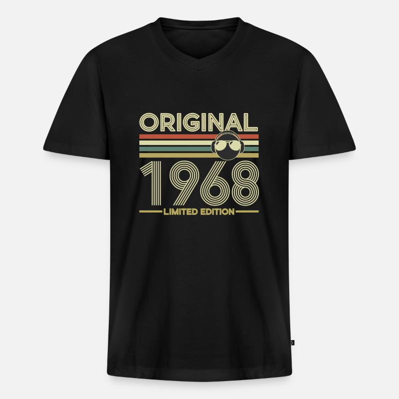 1968 - Männer Premium Bio T-Shirt mit V-Ausschnitt - Schwarz