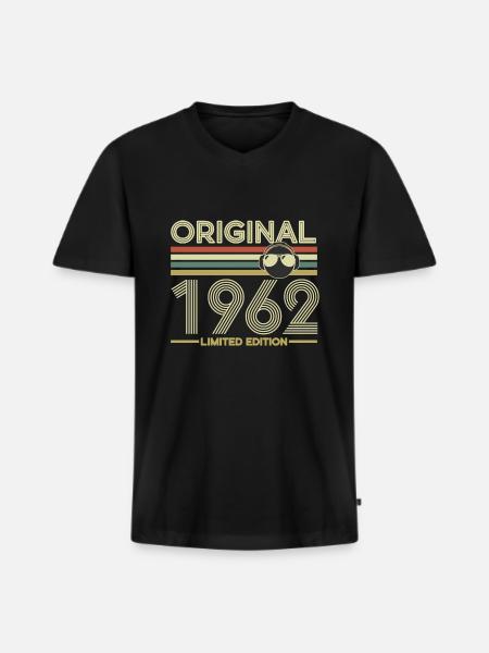 1962 - Men's Premium Organic T-shirt with V-neck - black