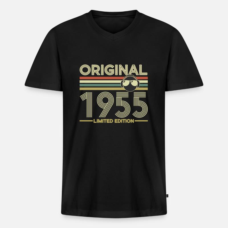 1955 - Männer Premium Bio T-Shirt mit V-Ausschnitt - Schwarz