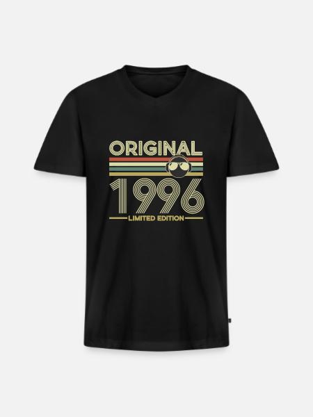 1996 - Men's Premium Organic T-shirt with V-neck - black