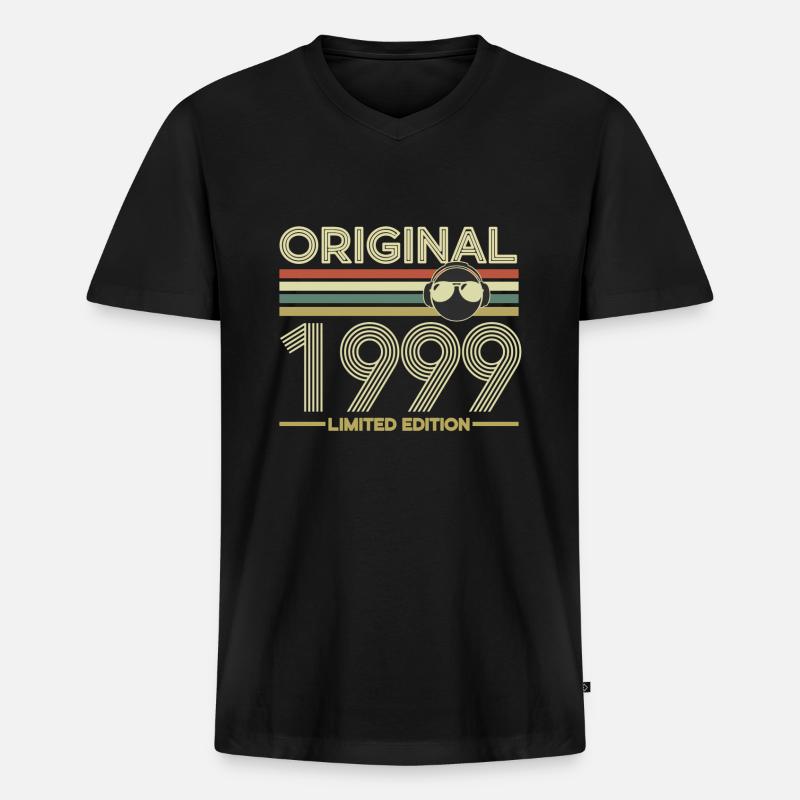 1999 - Männer Premium Bio T-Shirt mit V-Ausschnitt - Schwarz