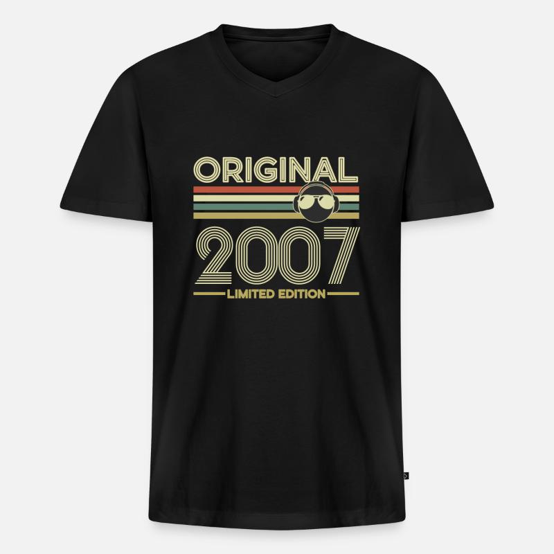 2007 - Männer Premium Bio T-Shirt mit V-Ausschnitt - Schwarz