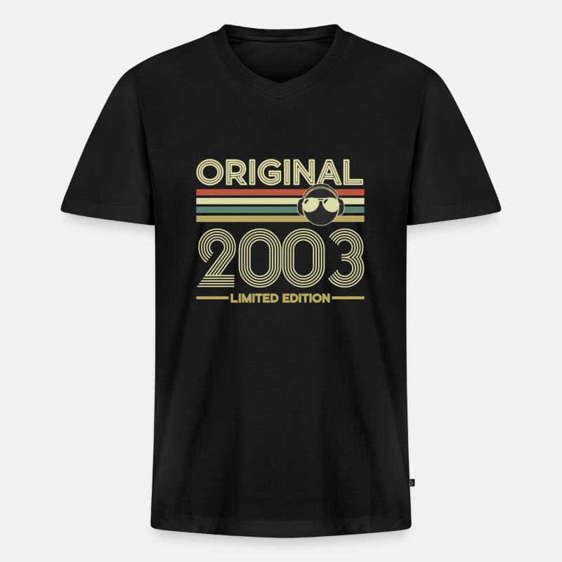 Retro 2003 - Männer Premium Bio T-Shirt mit V-Ausschnitt - Schwarz