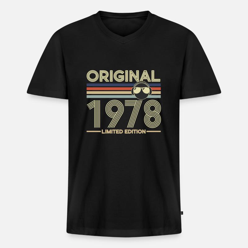 1978 - Männer Premium Bio T-Shirt mit V-Ausschnitt - Schwarz
