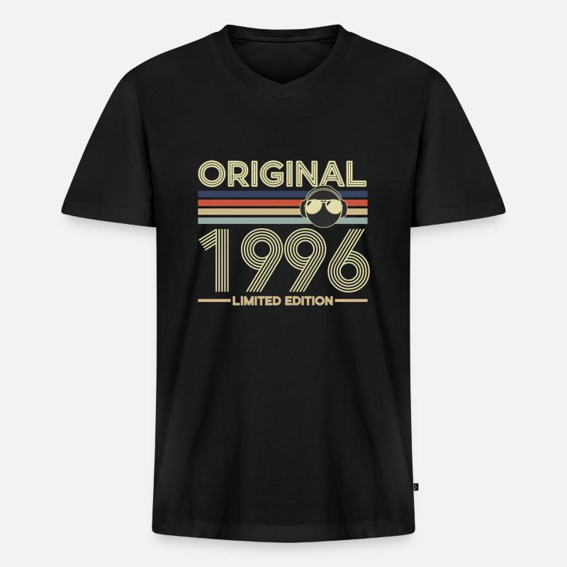 1996 - Männer Premium Bio T-Shirt mit V-Ausschnitt - Schwarz