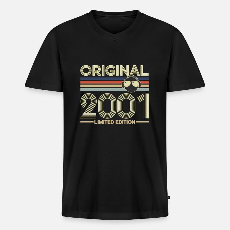 2001 - Männer Premium Bio T-Shirt mit V-Ausschnitt - Schwarz