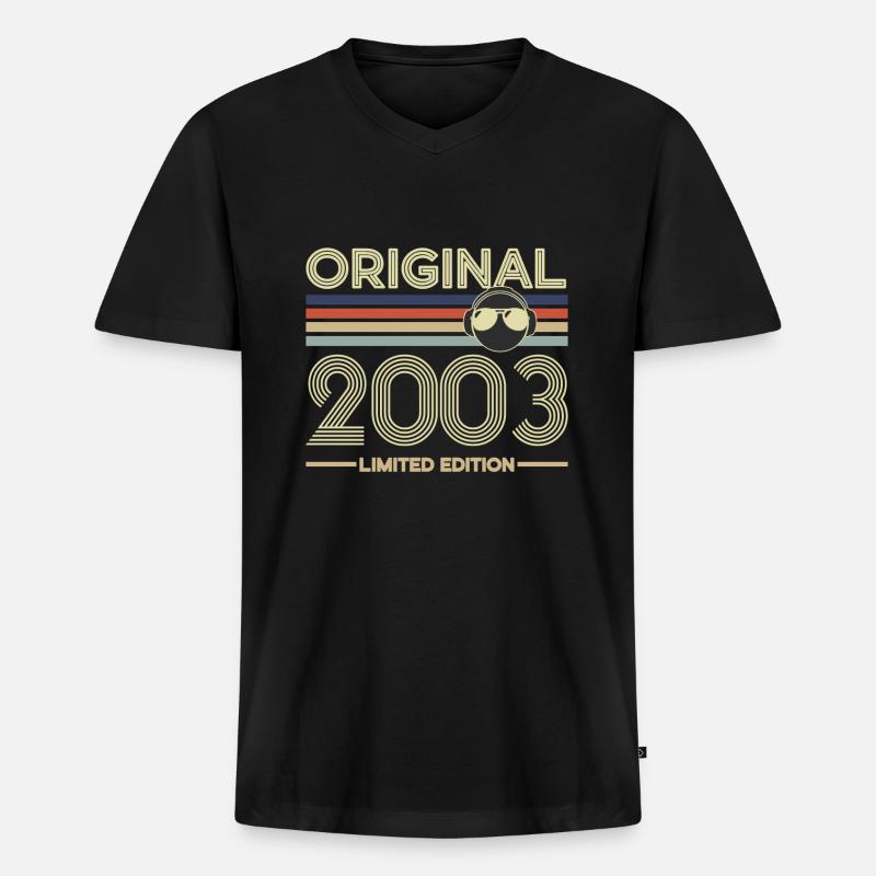2003 - Männer Premium Bio T-Shirt mit V-Ausschnitt - Schwarz