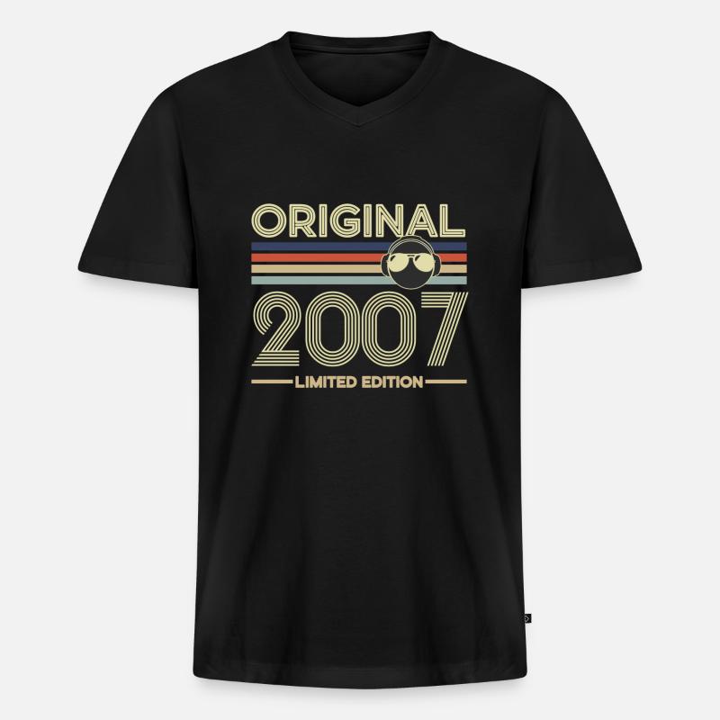 2007 - Männer Premium Bio T-Shirt mit V-Ausschnitt - Schwarz
