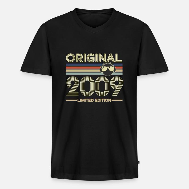 2009 - Männer Premium Bio T-Shirt mit V-Ausschnitt - Schwarz