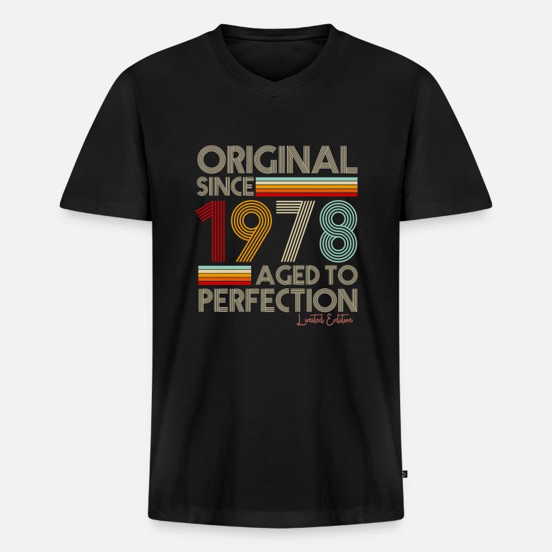 1978 - Männer Premium Bio T-Shirt mit V-Ausschnitt - Schwarz