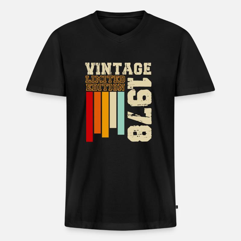 1978 - Männer Premium Bio T-Shirt mit V-Ausschnitt - Schwarz