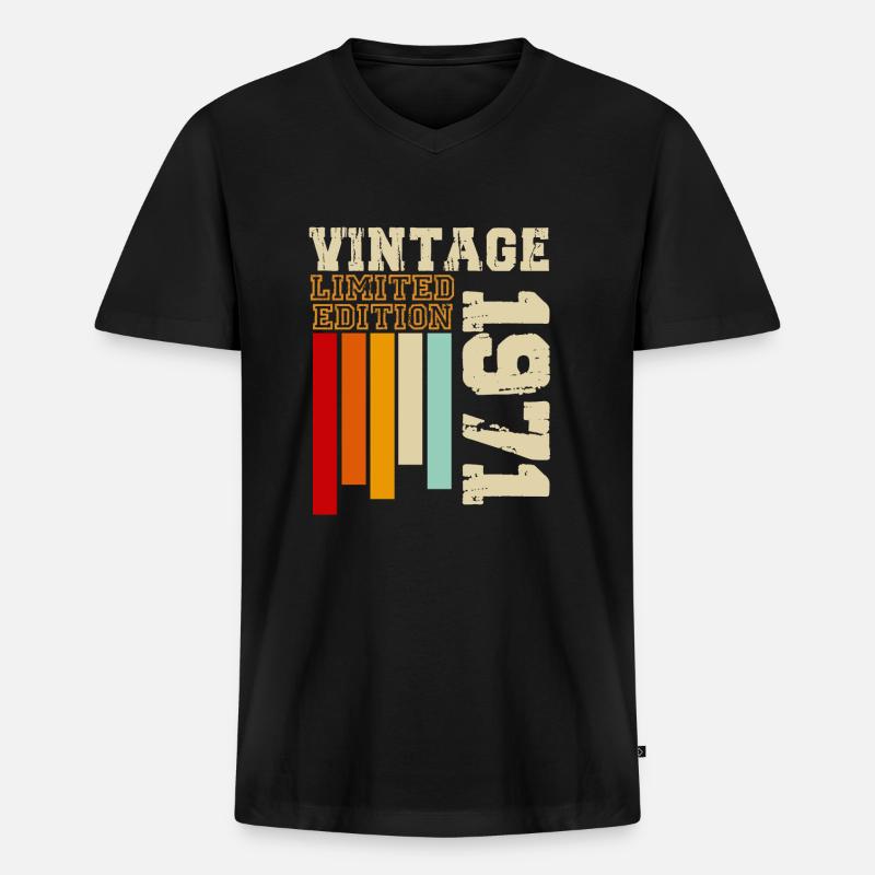 1971 - Männer Premium Bio T-Shirt mit V-Ausschnitt - Schwarz