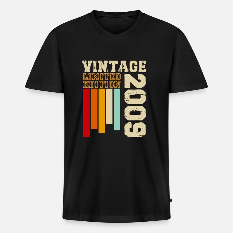 2009 - Männer Premium Bio T-Shirt mit V-Ausschnitt - Schwarz