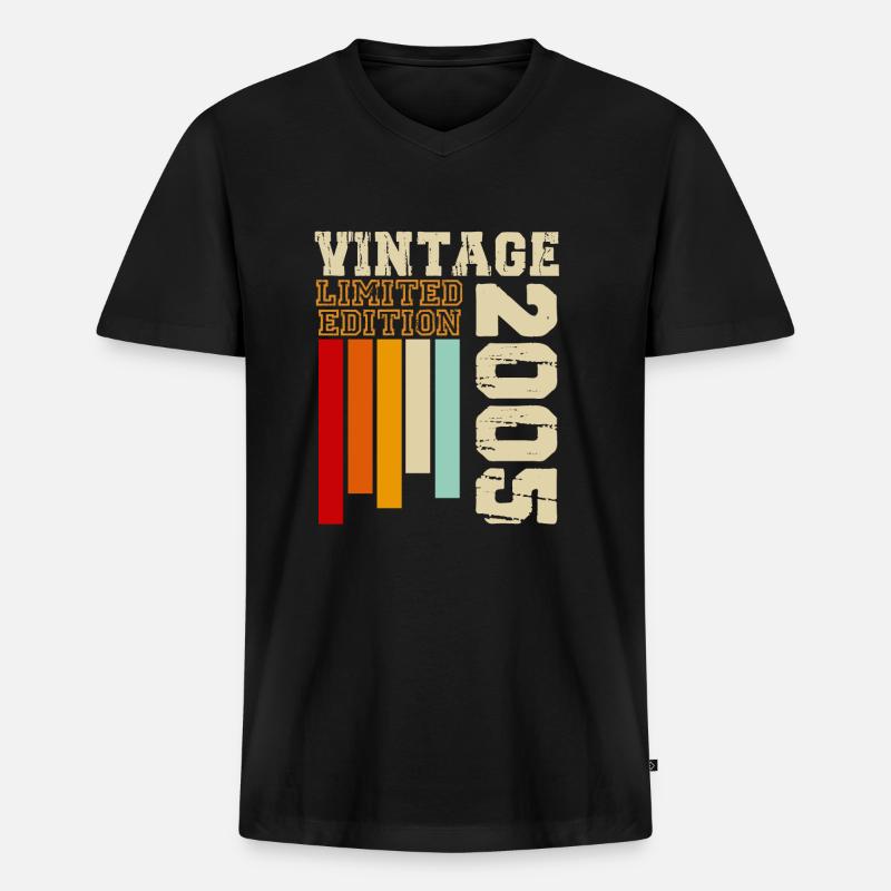 2005 - Männer Premium Bio T-Shirt mit V-Ausschnitt - Schwarz